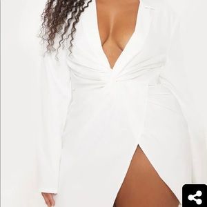 PLT Plus Size (14) Twist Front White Shirt Dress